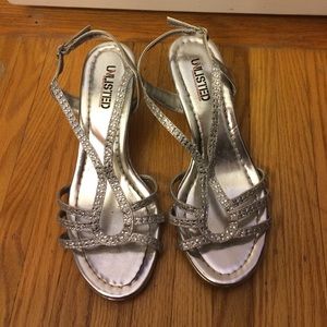 Silver kitten heel sandal