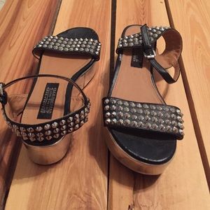 black studded platform sandal