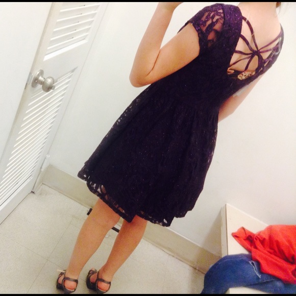 SOLD***Sparkly purple lace dress - Picture 2 of 4