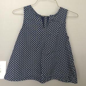 {Madewell} blue and white patterned open back top