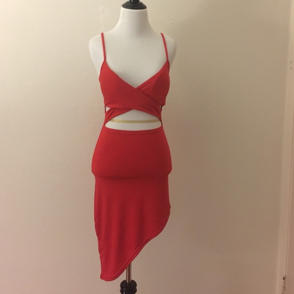 NWOT Red Cut Out Bodycon Dress - Picture 2 of 4