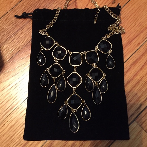 Black gemstone statement necklace