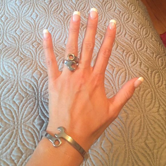 Unique wrench shaped ring and bangle set
