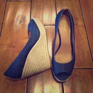 Coach denim wedge espadrilles