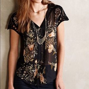 Anthropologie floral blouse size S