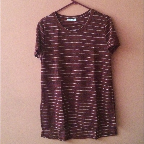 Lush Tops - LUSH Striped Short Sleeve Hi-Lo Knit Shirt