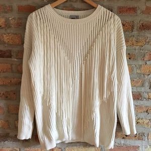 asos fringe cream sweater in size 4