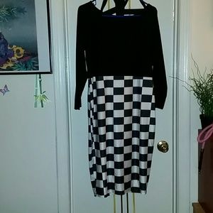 Black top with black and white checker bottom