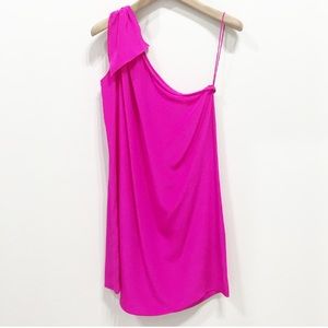 Tucker Hot Pink One Shoulder Silk Dress