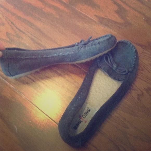 Grey Minnetonka Moccasins