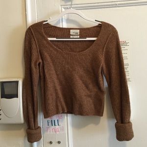 Aritzia Wilfred Free Camel Cropped Sweater