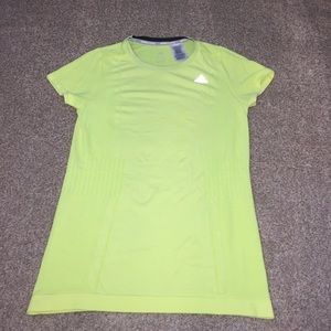 Adidas neon yellow running short sleeve shirt
