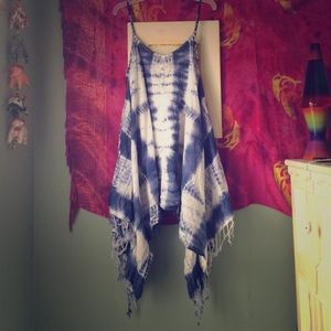 White and Blue Tye-Dye Dress