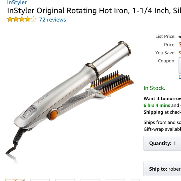 Instyler Rotating Hot Iron, 1 1/4 inch, Silver