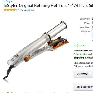 Instyler Rotating Hot Iron, 1 1/4 inch, Silver