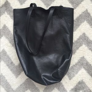 Baggu black genuine leather tote
