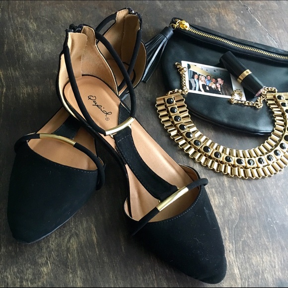 Black Velvet Flats