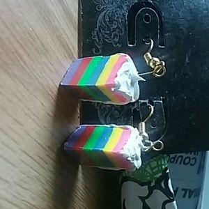 Rainbow cake earrings