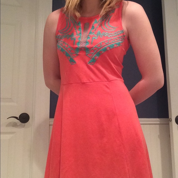 SALE Altar'd State Coral and Blue Aztec Dress