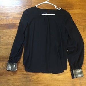 Chiffon black blouse with cuffs