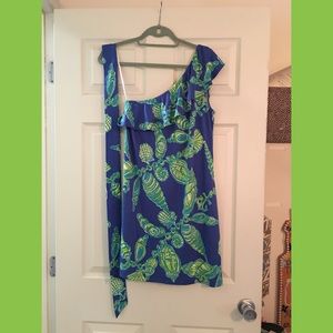 Lilly Pulitzer - LARGE one shoulder dress