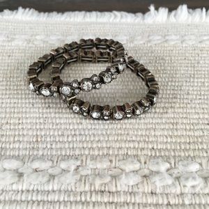 LOFT Stretchy Bracelet Set in Brass & Clear Stone