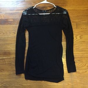 Black lace casual top