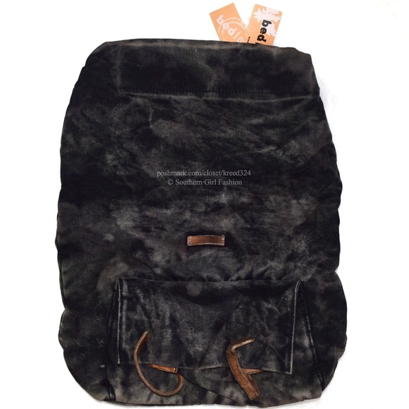 FREE PEOPLE Backpack Distressed Canvas Leather Bag - Picture 3 of 4