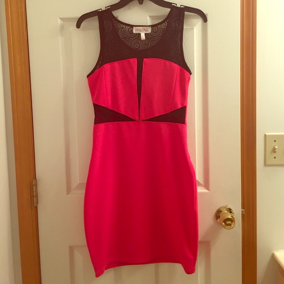 Pink dress with black lace NWT