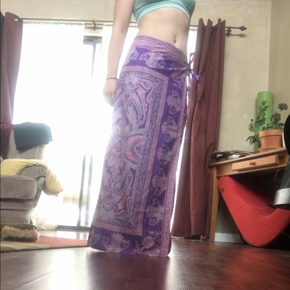 Multi Patterned, Reversible, Silk, Wrap Skirt - image 2