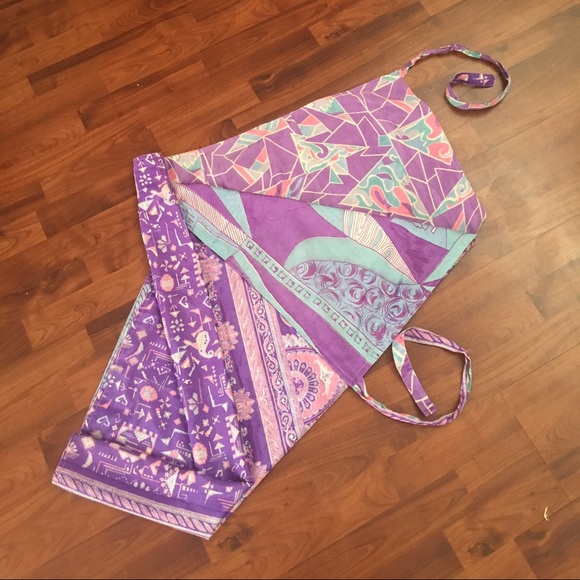 Multi Patterned, Reversible, Silk, Wrap Skirt - image 4