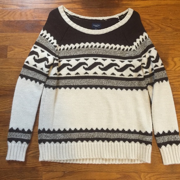 Brown and cream fair isle sweater - Picture 1 of 3
