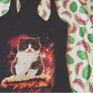 Kitten Galaxy Space Burrito Racerback Tank