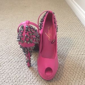 Hot Pink Studded Pumps
