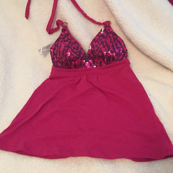 Pink Sequin Halter Top