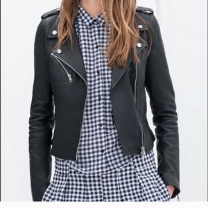 Zara real leather moto jacket