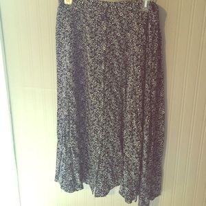 Navy and white floral skirt