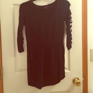 Black dress with crisscrossed sleeves
