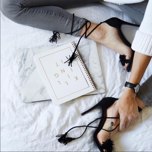 BOOHOO MAISIE FRINGE TRIM TWO PART HEELS
