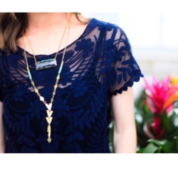 Express navy lace top