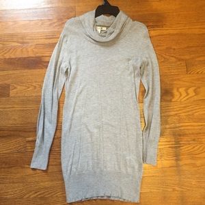 Grey cowl neck long sweater dress
