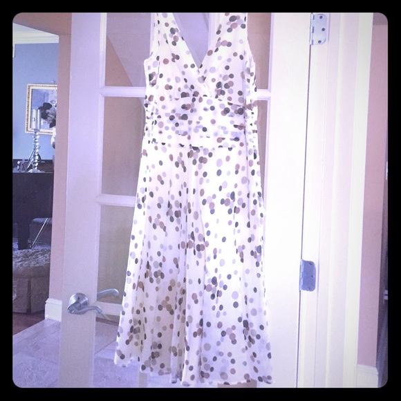 Halter dress cream with polka dot print