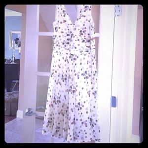 Halter dress cream with polka dot print