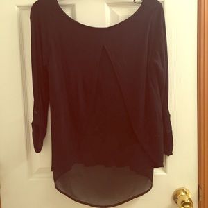 Black Express quarter-length top with sheer back