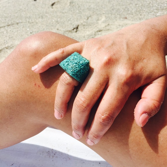 Peruvian Blue Chrysocolla Statement Ring - image 1