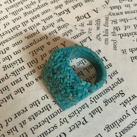 Peruvian Blue Chrysocolla Statement Ring - image 3