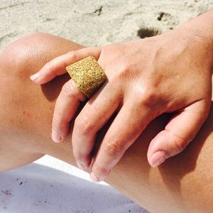Crushed Gold Glass Statement Ring