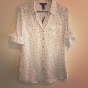 White House Black Market Polka Dot Button Up