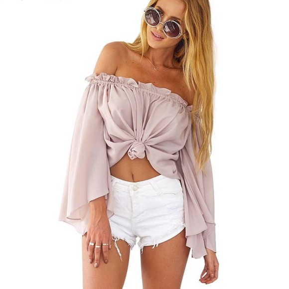 Urban Outfitters Tops - blush off the shoulder flowy crop top