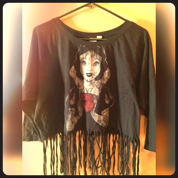 Black Snow White Distressed Crop Top